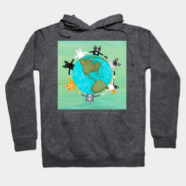 Love the Earth Cats Hoodie by KilkennyCat Art